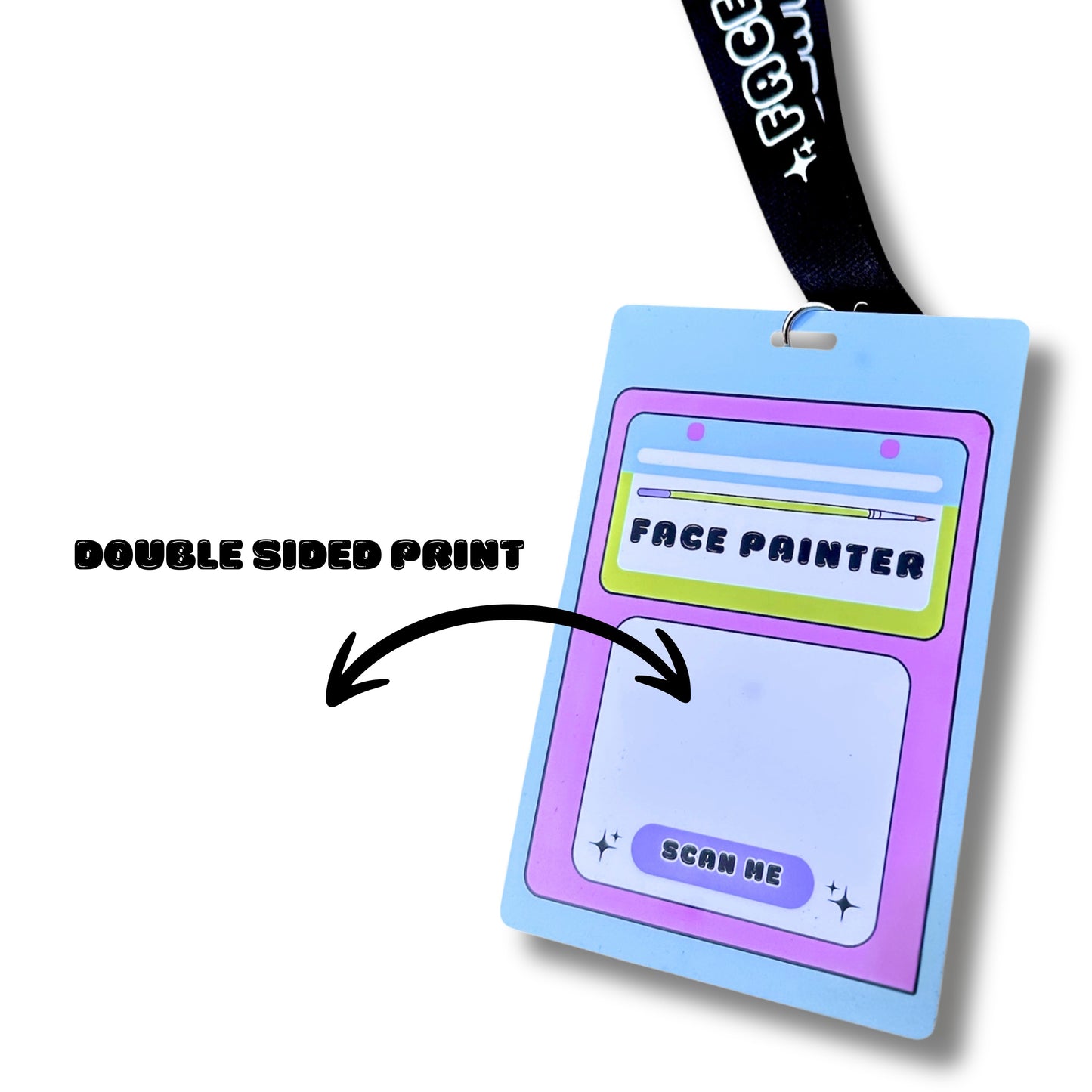 FACE PAINTER: Lanyard, Sanitiser Zip Clip & QR Code Plaque