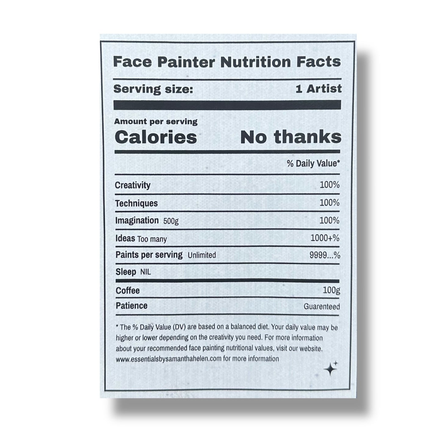 FACE PAINTER: Nutrition Facts Small Tote