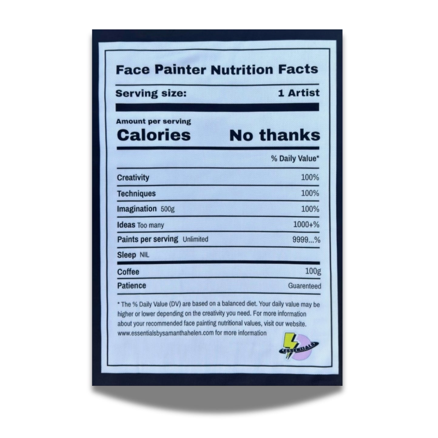 Face Painter Nutritional Facts T-Shirt